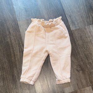Zara Cream Ruffle-Waist Jogger Pants